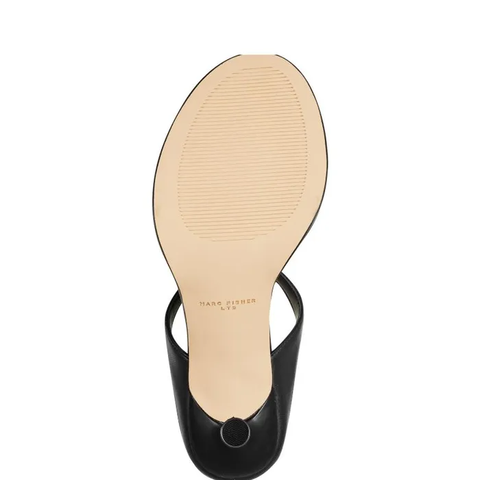 Marc Fisher Sandals Women Alonde Heeled Slide Sandal Black Leather