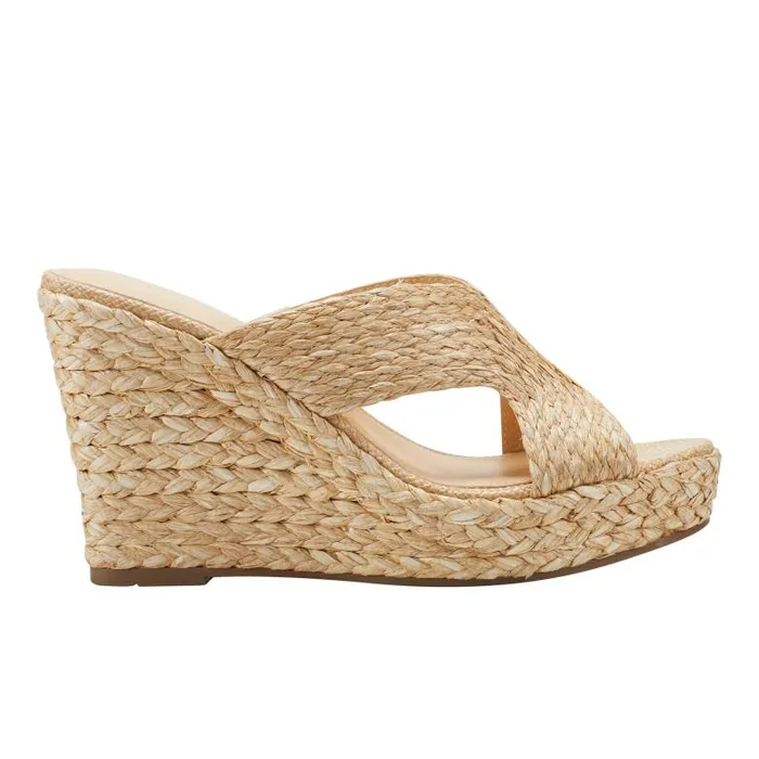 Marc Fisher Sandals Women Kalisha Espadrille Wedge Sandal Light Natural