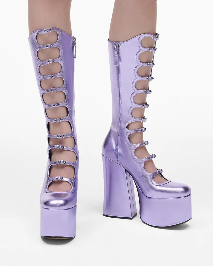 Marc Jacobs Boots The Metallic Kiki Knee High Boot Lilac 8211 Women
