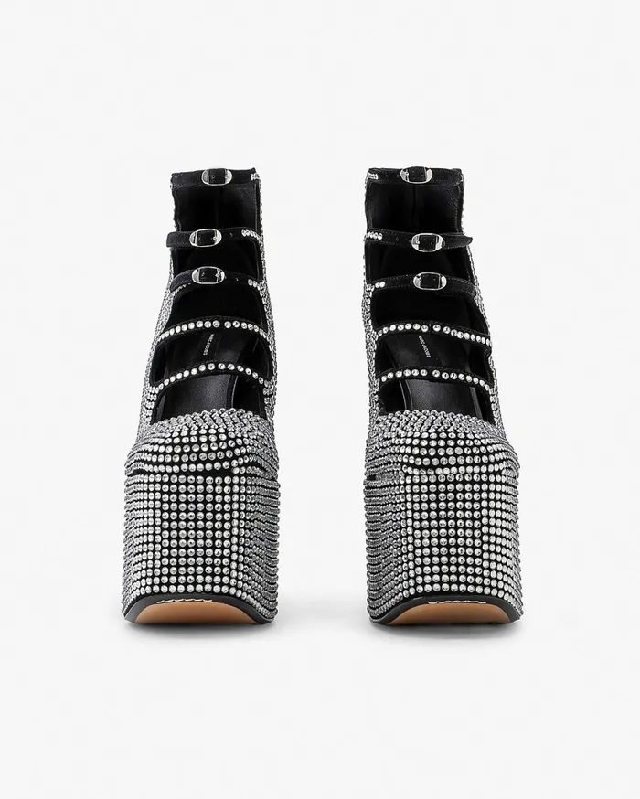 Marc Jacobs Boots The Rhinestone Kiki Ankle Boot Blackcrystal 8211 Women
