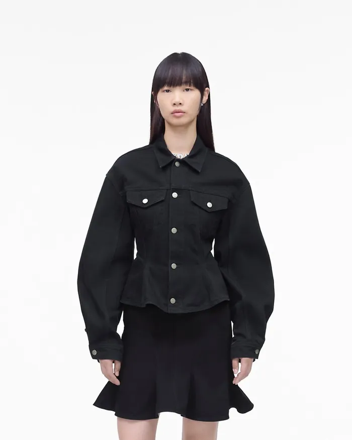 Marc Jacobs Outerwear The Fluted Denim Jacket Black 8211 Women