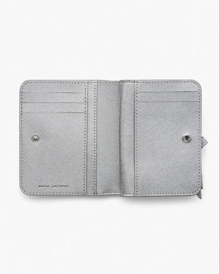 Marc Jacobs Small Wallets The Metallic Utility Snapshot Mini Compact Wallet Silver 8211 Women