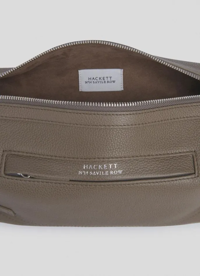 Men Bags and Luggage Hackett London Leather Toiletry Bag Toffee Brown