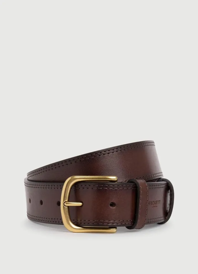 Men Belts Hackett London Brushed Leather Belt Brown