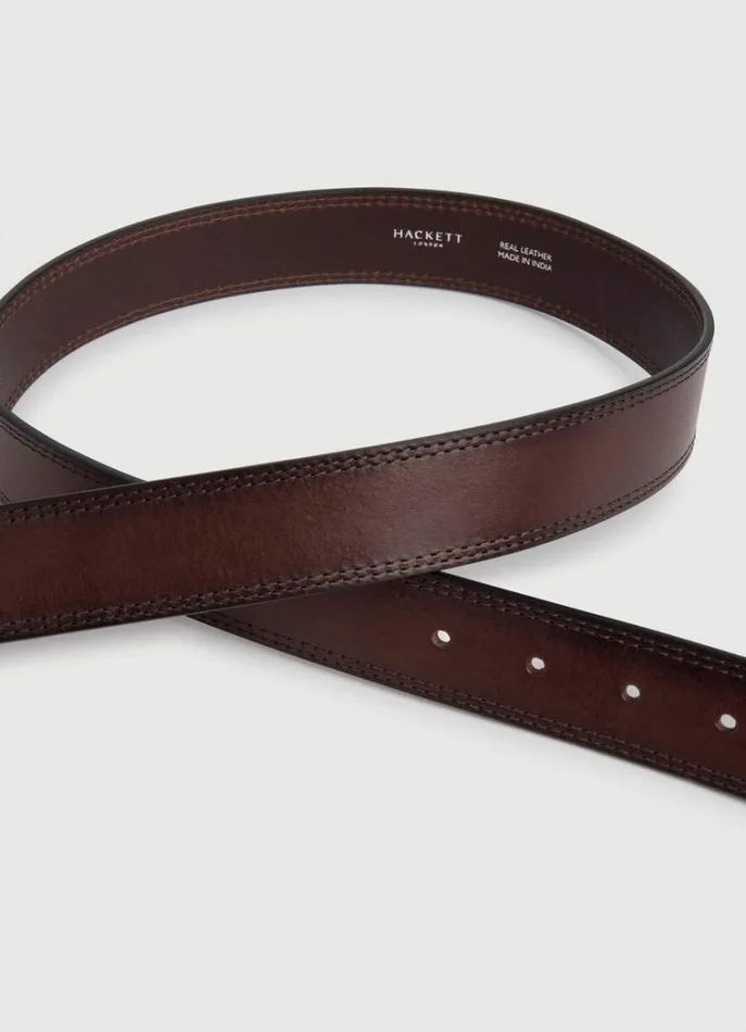 Men Belts Hackett London Brushed Leather Belt Brown