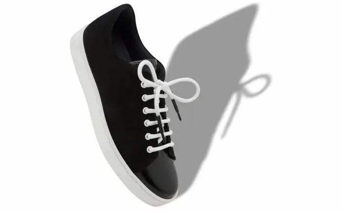 Men Black Suede Lace Up Sneakers Manolo Blahnik LaceUps