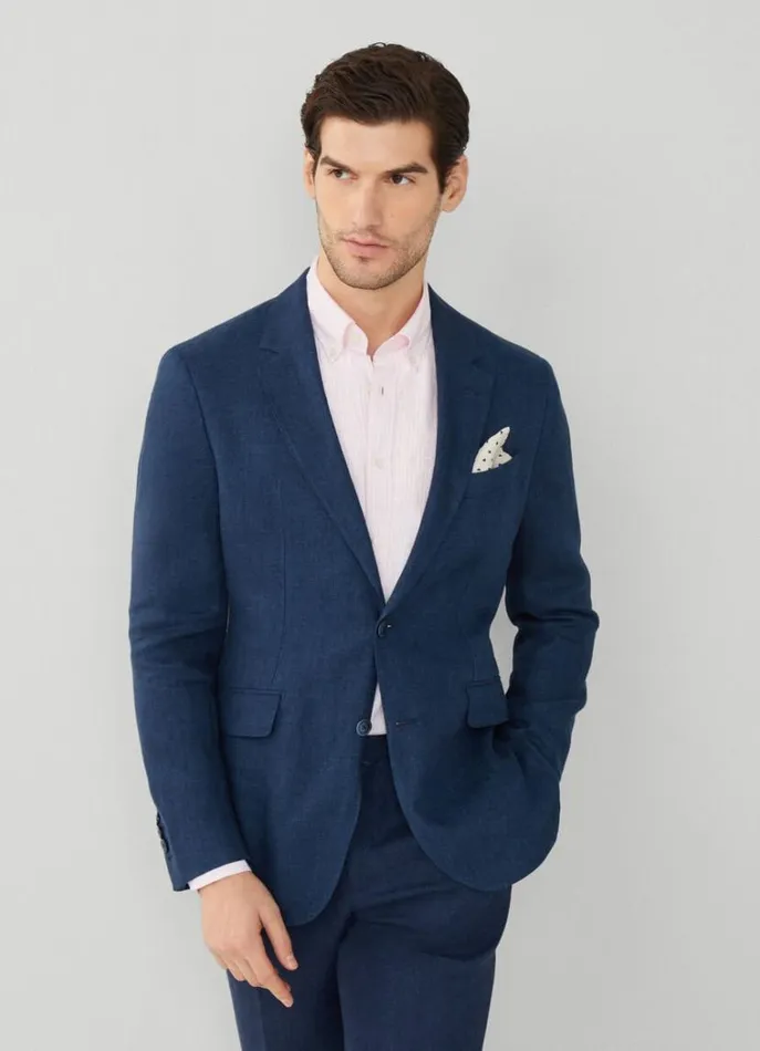 Men Blazers Hackett London Classic Fit Linen Blazer Navy