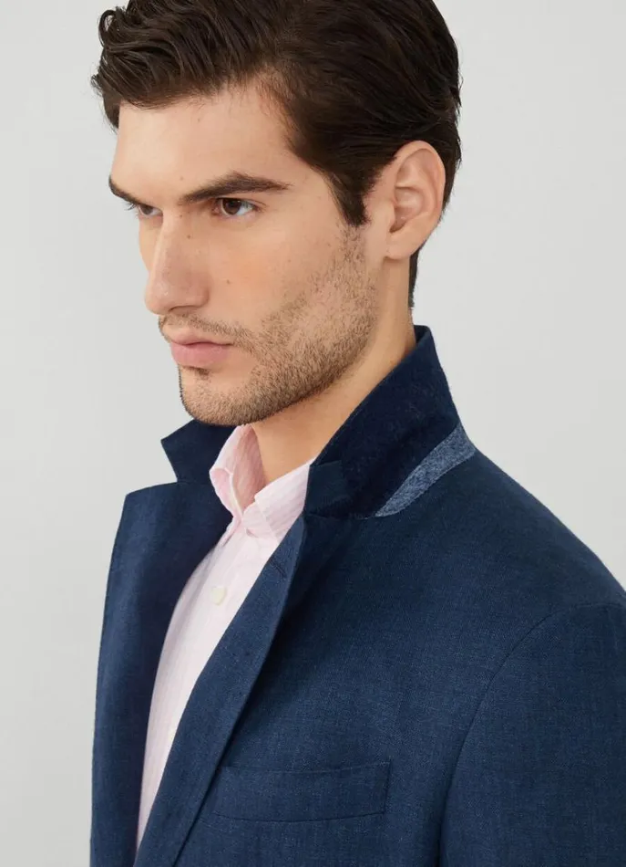 Men Blazers Hackett London Classic Fit Linen Blazer Navy