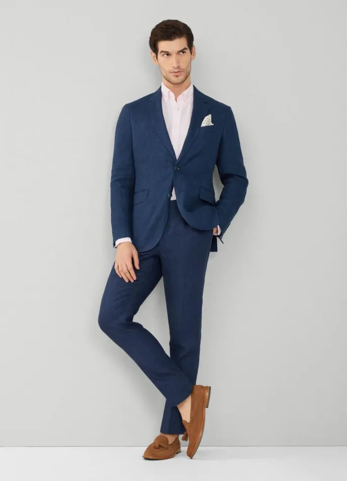 Men Blazers Hackett London Classic Fit Linen Blazer Navy