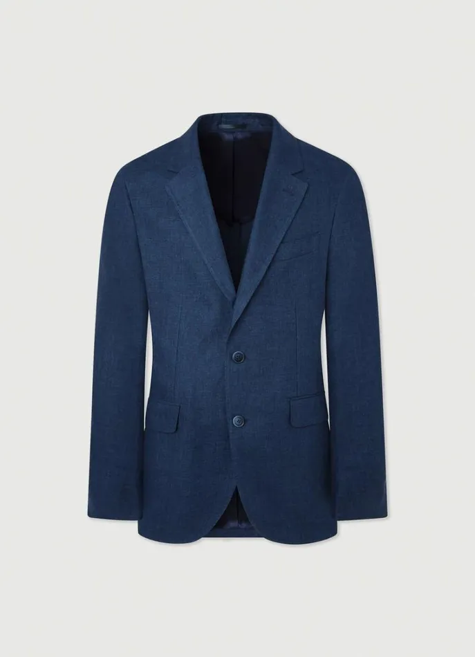 Men Blazers Hackett London Classic Fit Linen Blazer Navy