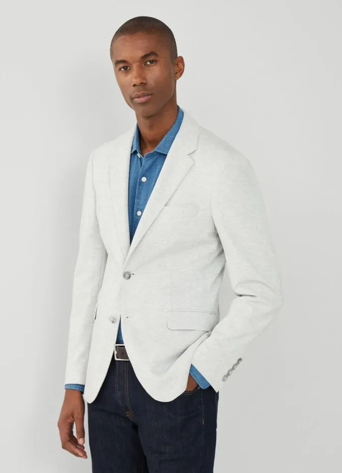 Men Blazers Hackett London Piqu Blazer Light Grey