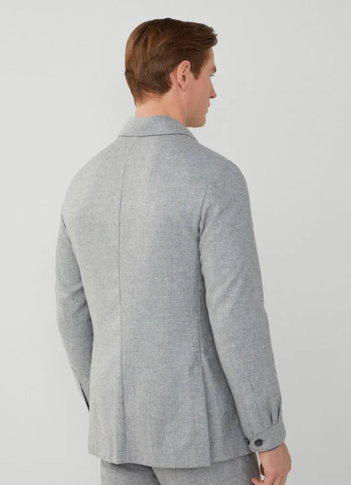 Men Blazers Hackett London Wool And Cashmere Blazer Light Grey