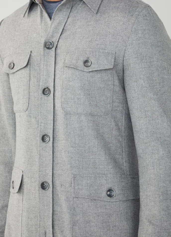 Men Blazers Hackett London Wool And Cashmere Blazer Light Grey