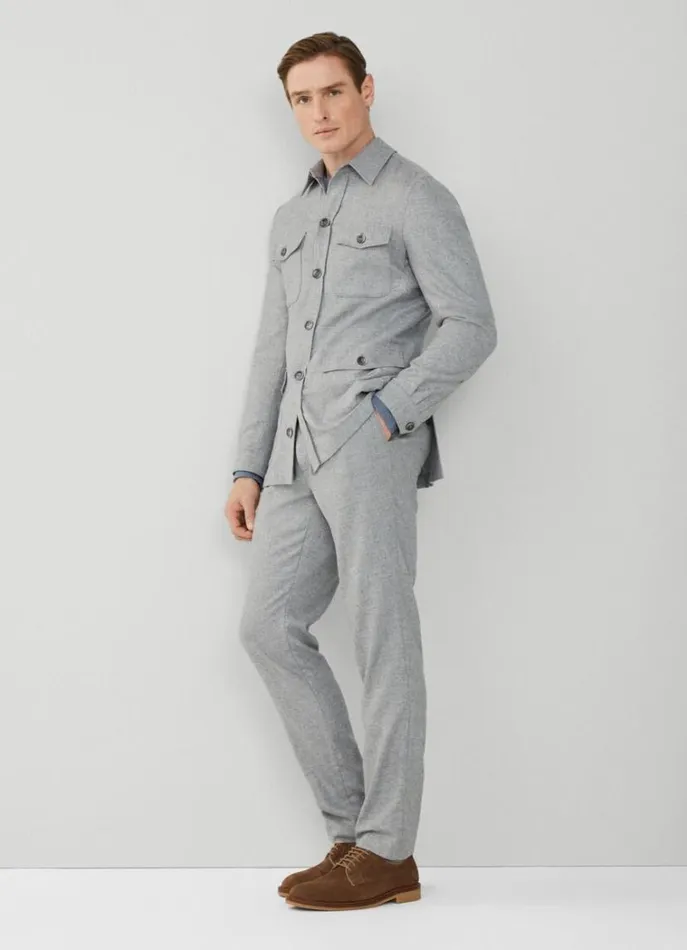 Men Blazers Hackett London Wool And Cashmere Blazer Light Grey