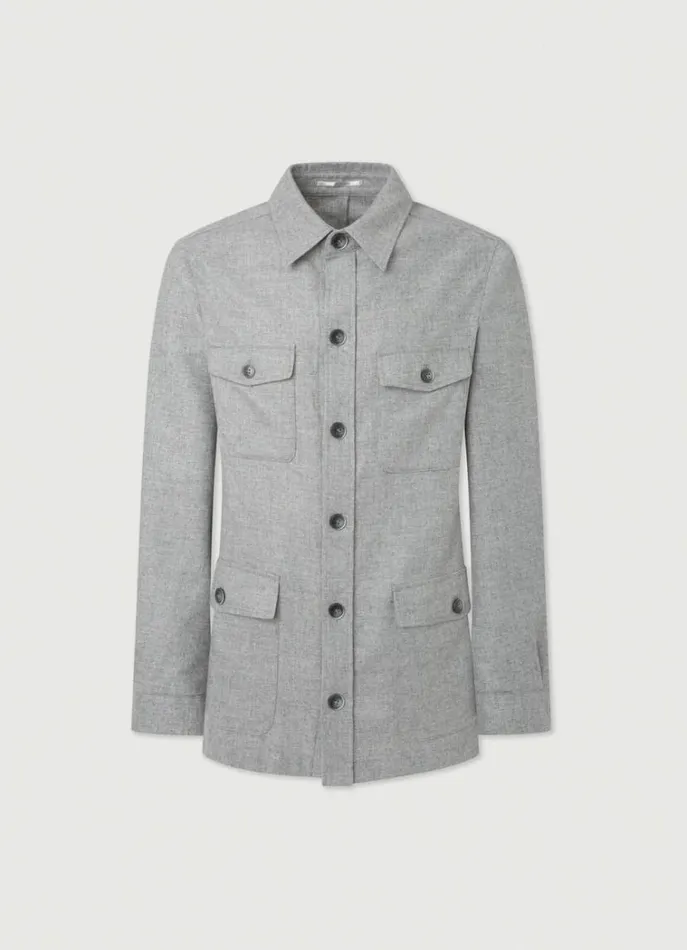 Men Blazers Hackett London Wool And Cashmere Blazer Light Grey