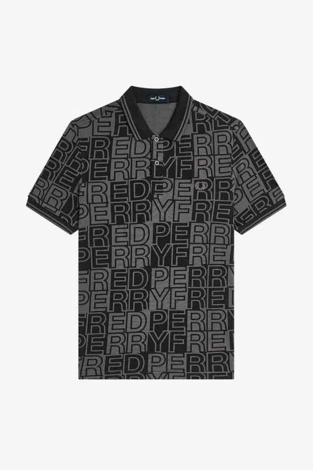 Men Block Graphic Shirt Gunmetal Fred Perry Polo Shirts