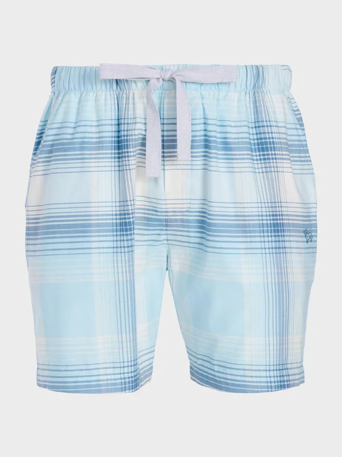 Men Blue Check Mid Short Multi Peter Alexander Shorts