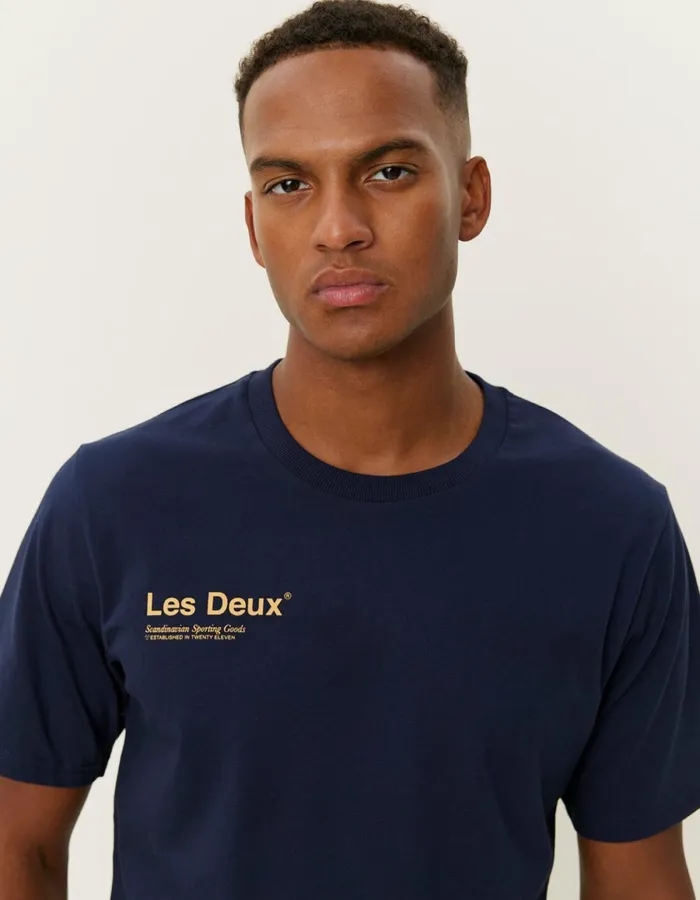 Men Brody TShirt 20 8211 Dark NavyMustard Yellow Les Deux Tshirts