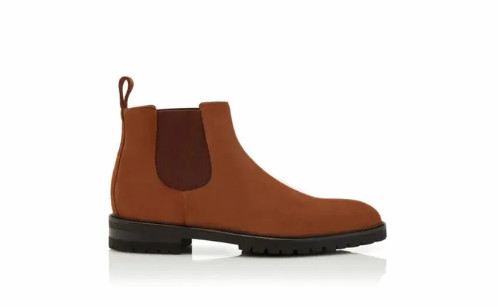 Men Brown Calf Suede Chelsea Boots Manolo Blahnik Boots
