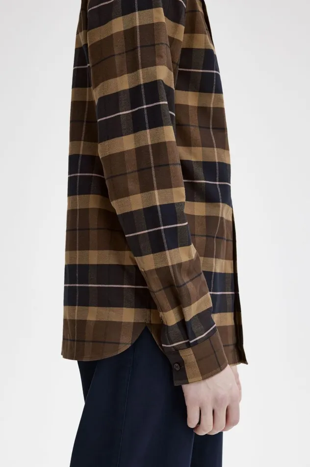 Men Brushed Tartan Shirt Burnt Tobacco Fred Perry Shirts