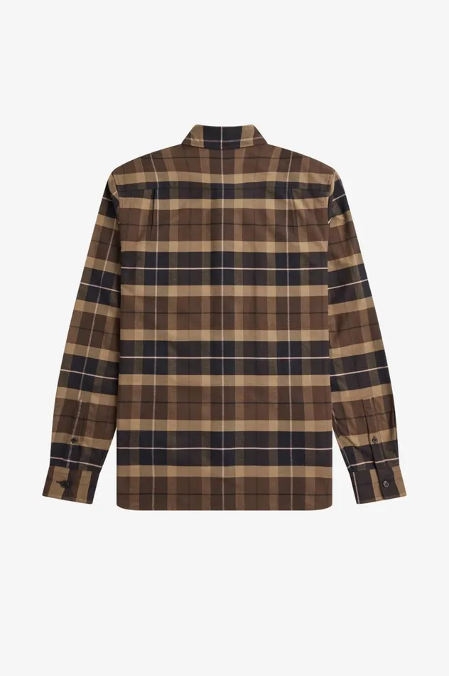 Men Brushed Tartan Shirt Burnt Tobacco Fred Perry Shirts