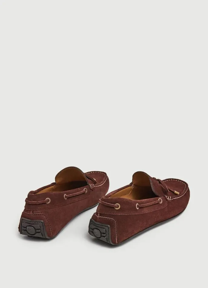 Men Casual Shoes Hackett London Suede Driver Loafers Dark Brown