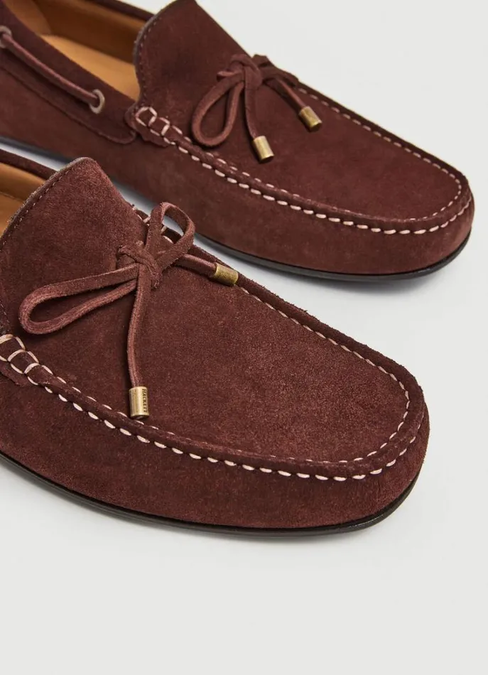 Men Casual Shoes Hackett London Suede Driver Loafers Dark Brown