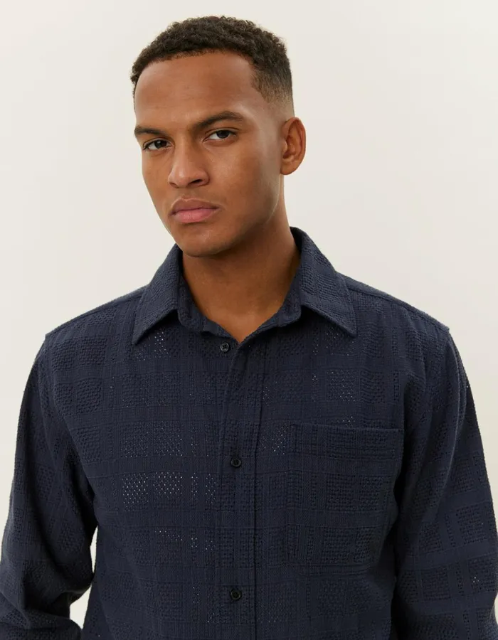 Men Charlie LS Shirt 8211 Dark Navy Les Deux ShirtsOvershirts