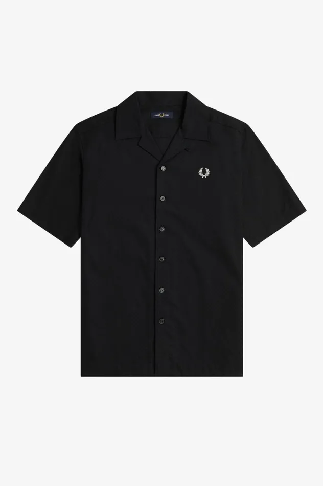 Men Chequerboard Revere Collar Shirt Black Fred Perry Shirts