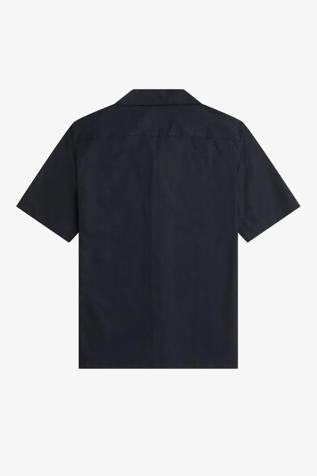 Men Chequerboard Revere Collar Shirt Black Fred Perry Shirts