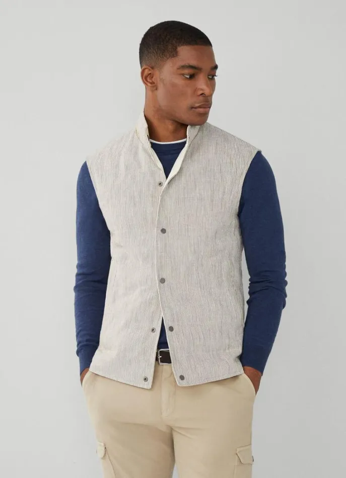 Men Coats and Jackets Hackett London Reversible Padded Gilet Beige