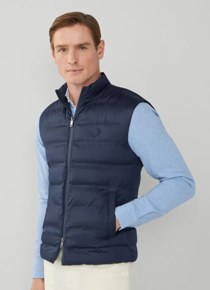 Men Coats and Jackets Hackett London Sustainable Padded Gilet Navy Blazer