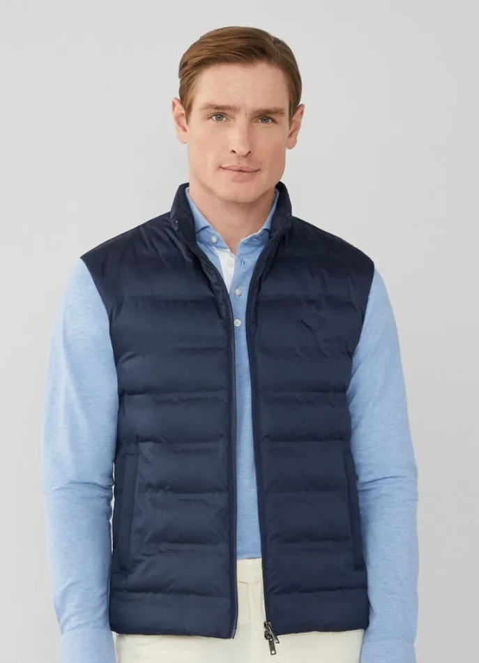 Men Coats and Jackets Hackett London Sustainable Padded Gilet Navy Blazer