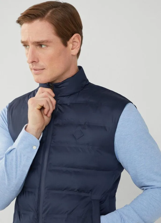 Men Coats and Jackets Hackett London Sustainable Padded Gilet Navy Blazer