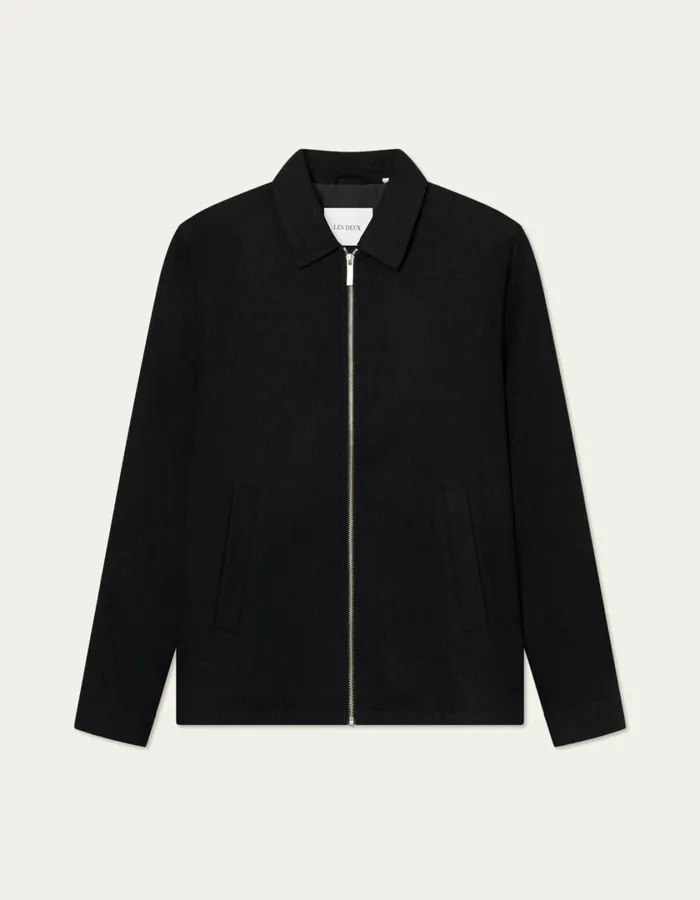 Men Como Coach Wool Jacket 8211 BlackBlack Les Deux JacketsCoats