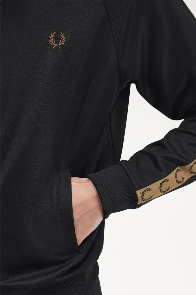 Men Contrast Tape Track Jacket Blackshaded Stone Fred Perry Track Jackets