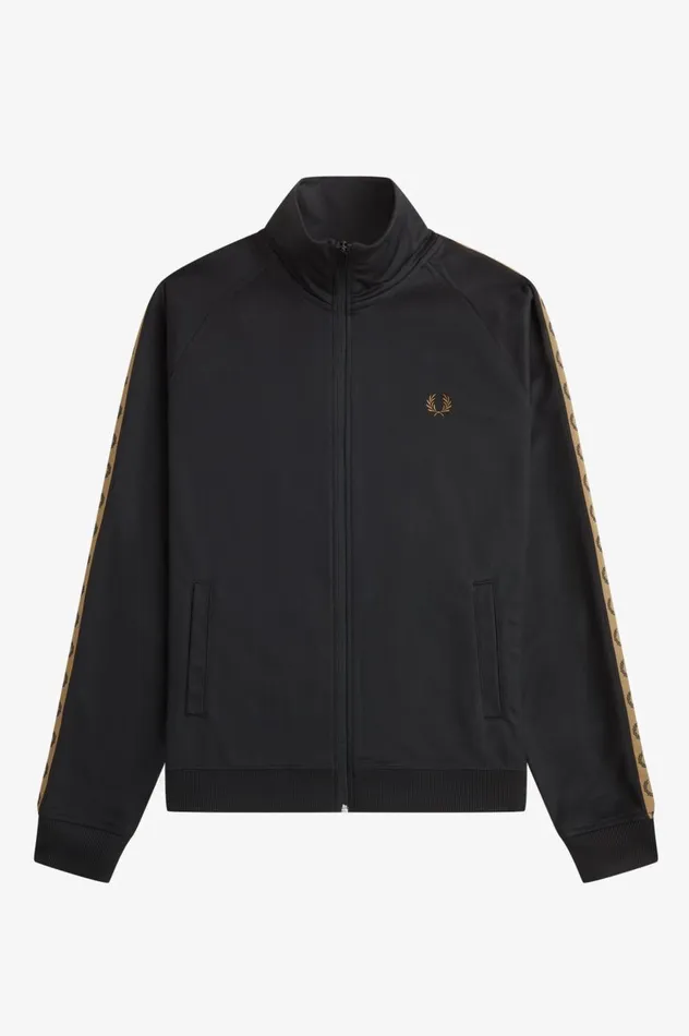 Men Contrast Tape Track Jacket Blackshaded Stone Fred Perry Track Jackets
