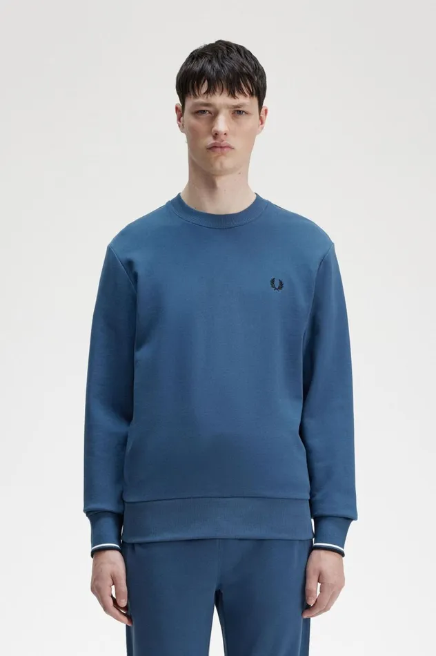 Men Crew Neck Sweatshirt Midnight Blue Fred Perry Sweatshirts
