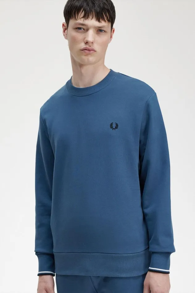 Men Crew Neck Sweatshirt Midnight Blue Fred Perry Sweatshirts