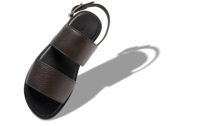 Men Dark Brown Calf Leather Flat Sandals Manolo Blahnik Sandals