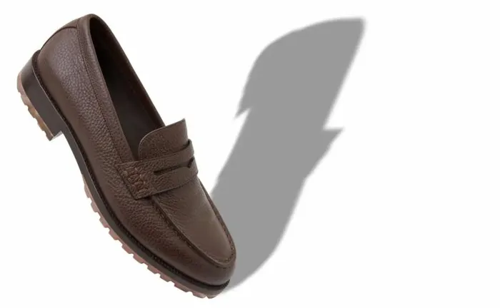 Men Dark Brown Calf Leather Penny Loafers Manolo Blahnik Loafers