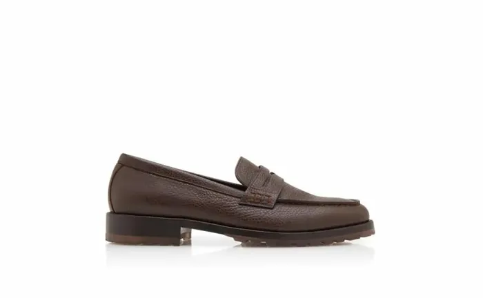 Men Dark Brown Calf Leather Penny Loafers Manolo Blahnik Loafers