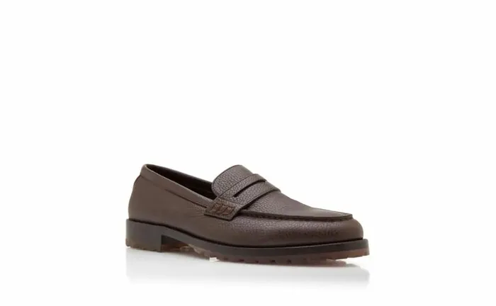 Men Dark Brown Calf Leather Penny Loafers Manolo Blahnik Loafers