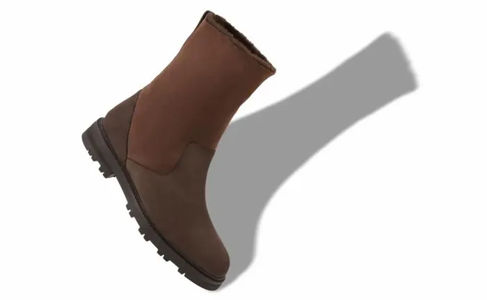 Men Dark Brown Suede Mid Calf Boots Manolo Blahnik Boots