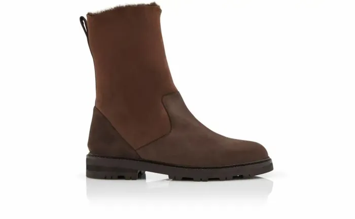 Men Dark Brown Suede Mid Calf Boots Manolo Blahnik Boots