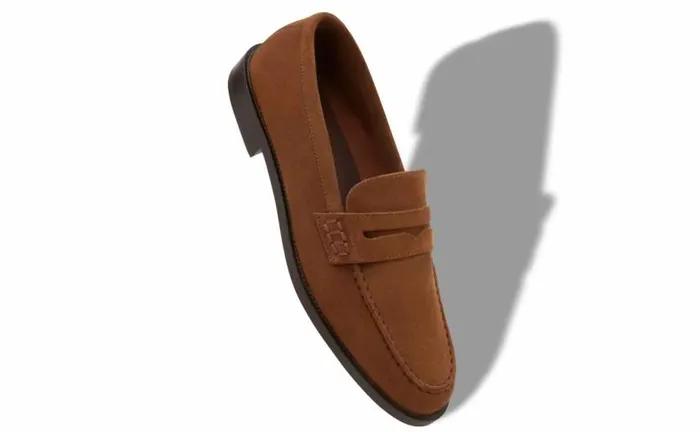 Men Dark Brown Suede Penny Loafers Manolo Blahnik Loafers