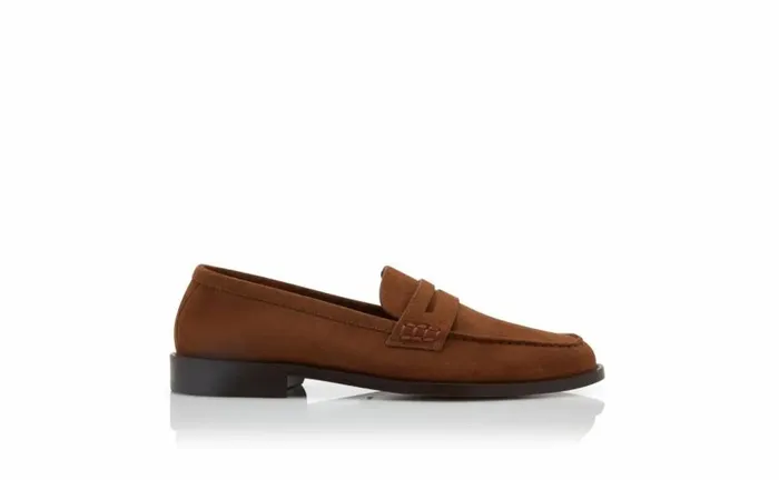 Men Dark Brown Suede Penny Loafers Manolo Blahnik Loafers