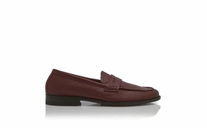 Men Dark Red Calf Leather Penny Loafers Manolo Blahnik Loafers