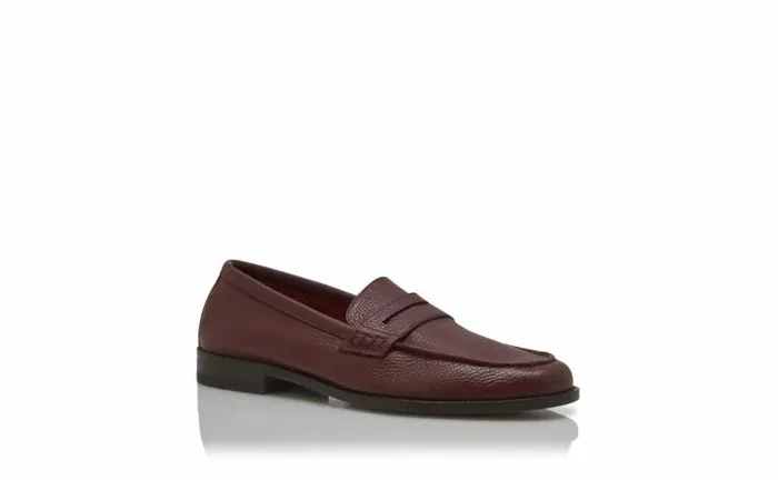 Men Dark Red Calf Leather Penny Loafers Manolo Blahnik Loafers
