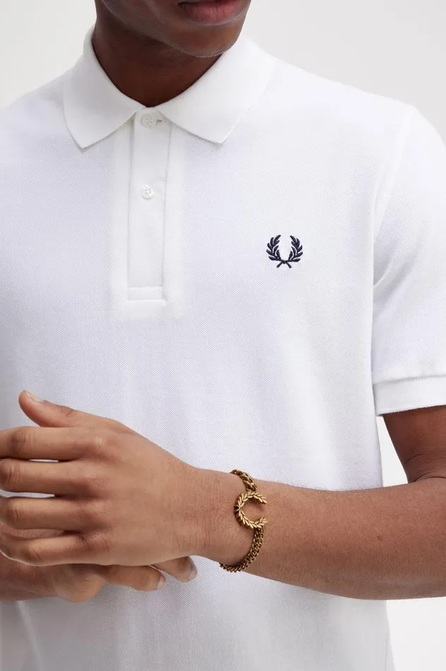 Men Double Chain Laurel Wreath Bracelet Gold Fred Perry Accessories